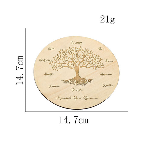 Laser Engraved Tree of Life Round Birch Wood Coaster - Metaphysical Decor