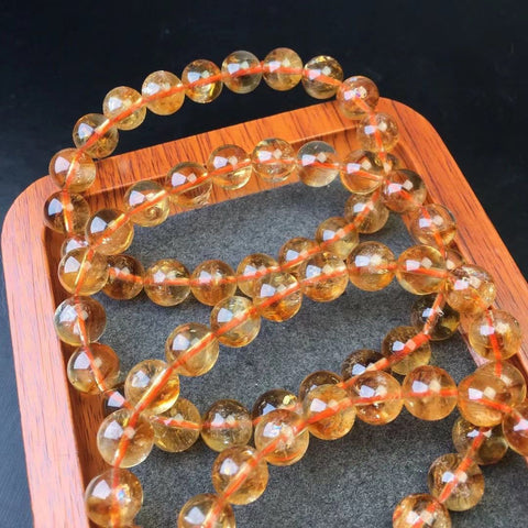 Natural Yellow Citrine Bracelet - Large Translucent Beads