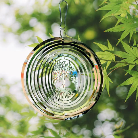Tree of Life Metal Wind Spinner - Reflective Garden Decor