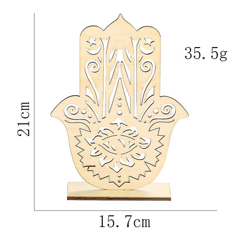Meditation Buddha and Fatima Palm Wooden Candle Projection Plaque