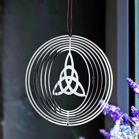 Celtic Knot 3D Flowing Wind Chime - Stainless Steel Irish Luck Hanging Decor