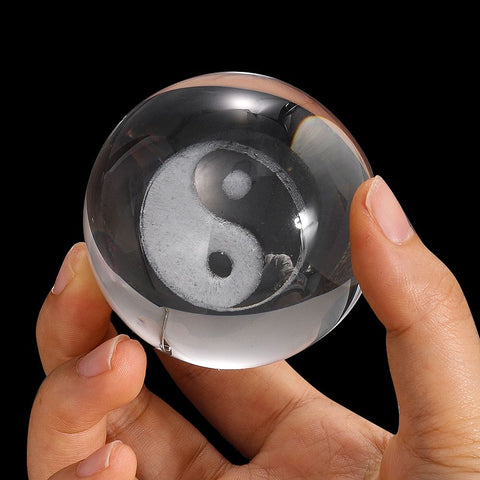 Sfera di cristallo per la meditazione Tai Chi - Pesce Yin Yang
