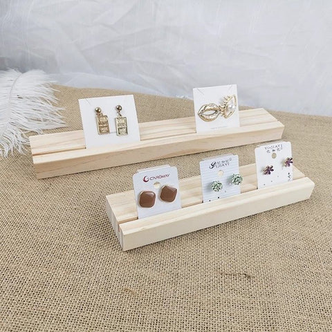 Natural Wood Jewelry Display Stand - Earring, Necklace, and Card Holder
