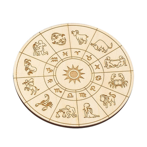 Wooden Zodiac Crystal Base Display Plate - Yoga Art Coaster and Home Decor