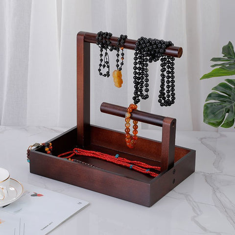 Wooden Jewelry Display Stand - Necklace and Bracelet Organizer