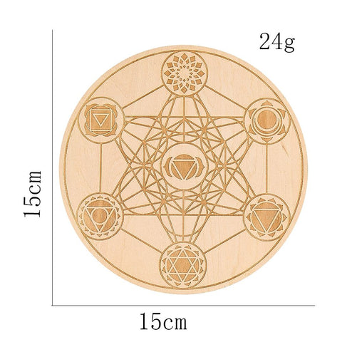 Round Wooden Crystal Energy Plate - Seven-Star Array Base