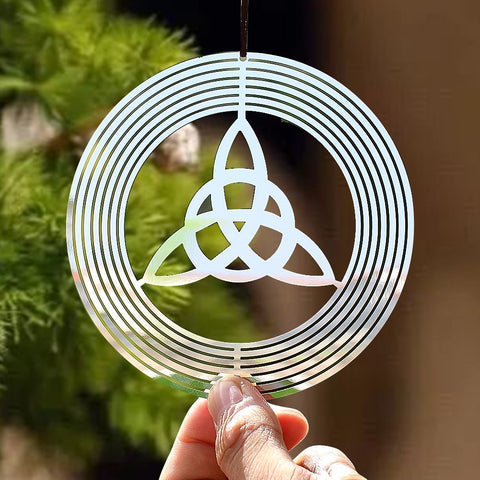 Celtic Knot 3D Flowing Wind Chime - Stainless Steel Irish Luck Hanging Decor