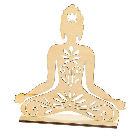Meditation Buddha and Fatima Palm Wooden Candle Projection Plaque