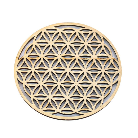 Flower of Life Wooden Crystal Grid Board - Sacred Geometry Art Decor for Yoga and Meditation
