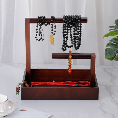 Wooden Jewelry Display Stand - Necklace and Bracelet Organizer