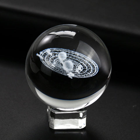 Laser Engraved 3D Solar System Glass Ornament - Creative Gift and Home Decor