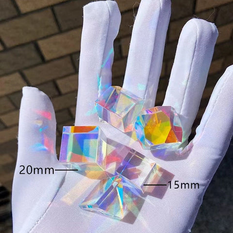 Prismatic Sun Catcher Crystal Cube - Rainbow Light Prism Ornament