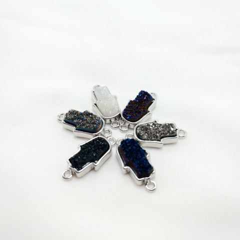 Connettore a doppio foro a grappolo di cristalli naturali - Accessorio di moda per orecchini, collane e braccialetti