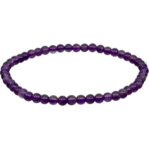 4 mm Elastic Bracelet Round Beads - Amethyst