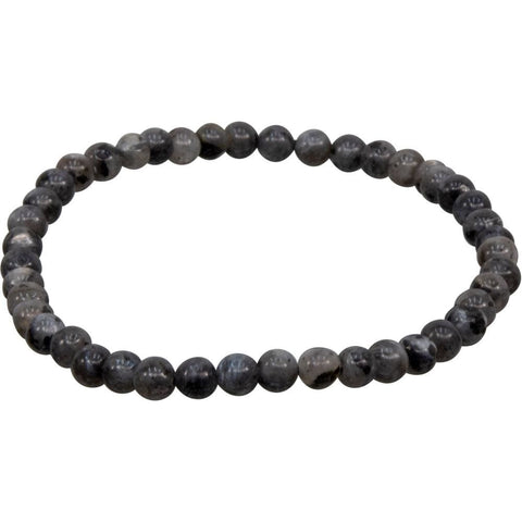 4 mm Elastic Bracelet Round Beads - Black Labradorite