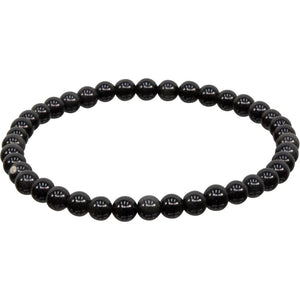 4 mm Elastic Bracelet Round Beads - Black Obsidian