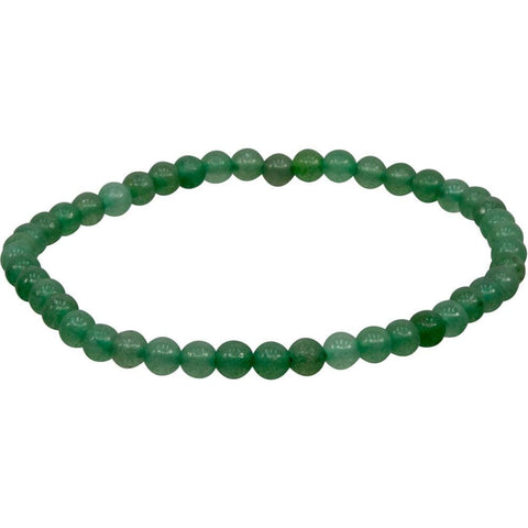 Bracciale elastico con perline tonde da 4 mm - avventurina verde