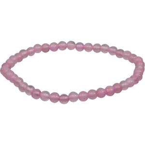 Bracciale elastico con perline tonde da 4 mm - Quarzo rosa