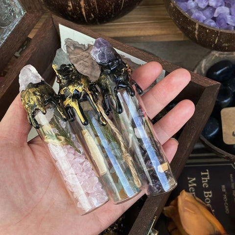 Natural Crystal Test Tube Wish Bottles - DIY Colorful Stone Ornaments