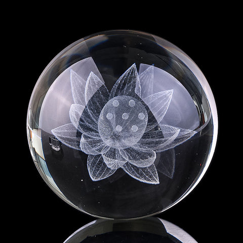 3D Laser Engraved Lotus Crystal Ball Lamp - Elegant Home Decor
