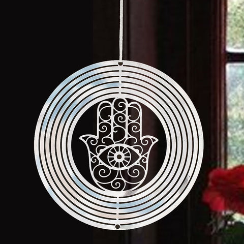Rotating Fatima Palm Wind Chime Stainless Steel Pendant