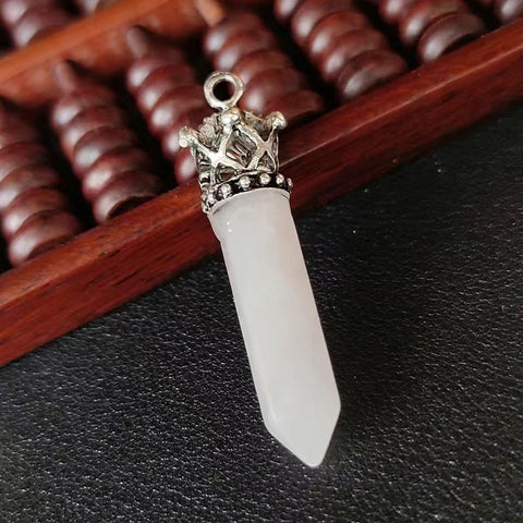 "Dopamine" High-Quality Carved Natural White Crystal Brass Pendulum - Original Tibetan Design