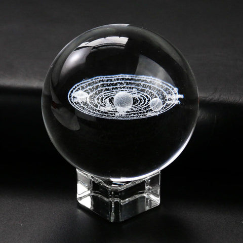Laser Engraved 3D Solar System Glass Ornament - Creative Gift and Home Decor