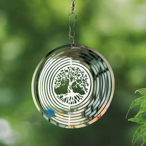 Tree of Life Metal Wind Spinner - Reflective Garden Decor