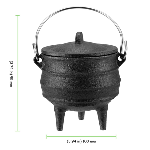 Small Witch's Cauldron - Cast Iron Tripod Pot for Camping and Stews