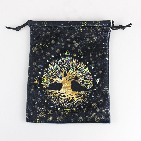 Bright Color World Tree Velvet Tarot Bag