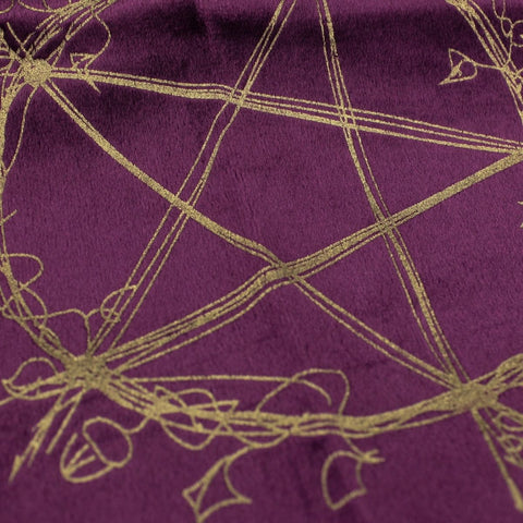 19.3"x19.3" Purple Velvet Tarot Cloth with Matching Pentacle Velvet Pouch