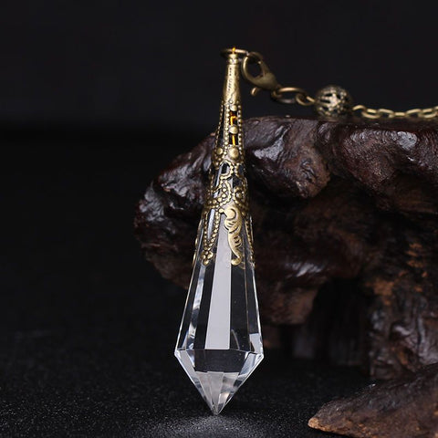 Natural Crystal Pendulum Necklace Set - Moonstone, Obsidian, and Sandstone