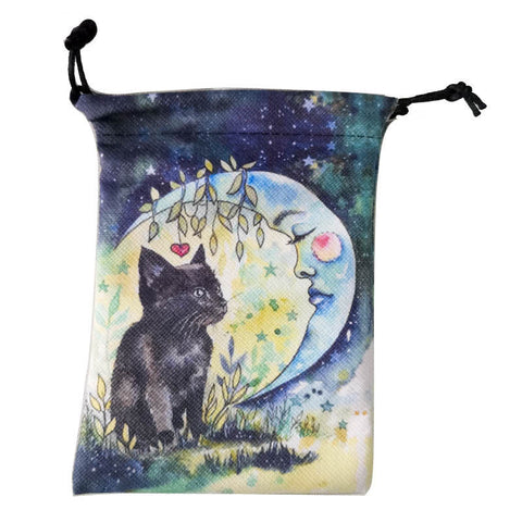Manga Moon & Cat Velvet Tarot Bag