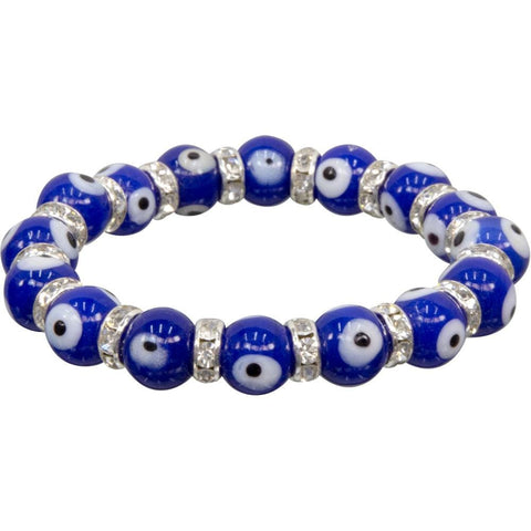 8 mm Elastic Bracelet - Evil Eye Protection Cobalt Blue