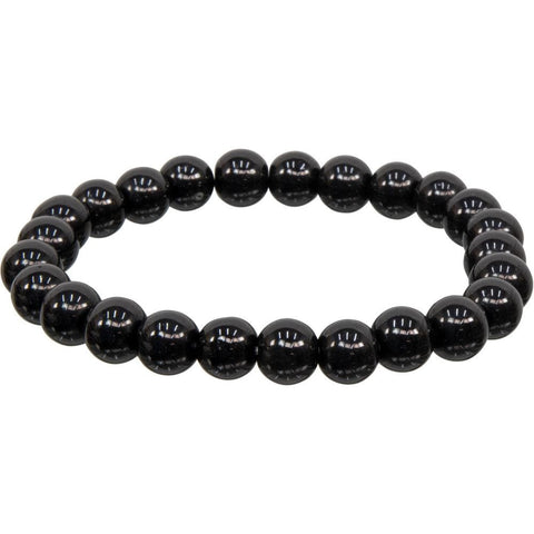 8 mm Elastic Bracelet Round Beads - Black Obsidian