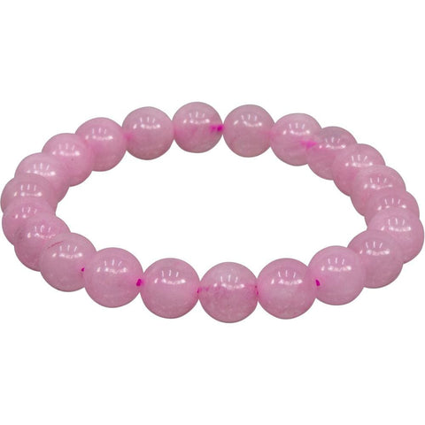 Bracciale elastico con perline tonde da 8 mm - Quarzo rosa