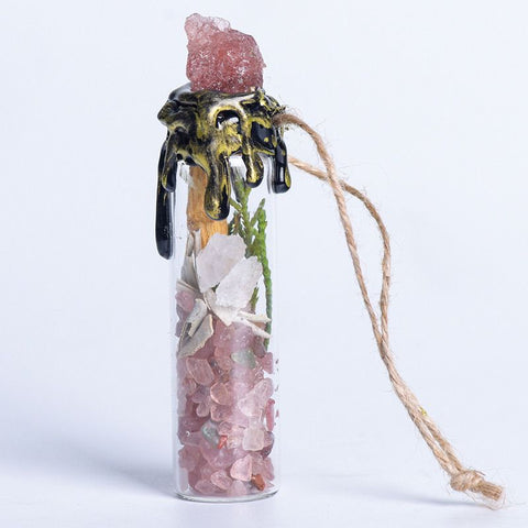 Set di bottiglie dei desideri in cristallo naturale - 9 pietre energetiche colorate per Halloween