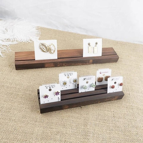 Espositore per gioielli in legno naturale: orecchini, collana e portacarte