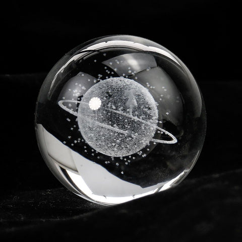 Laser Engraved 3D Saturn Glass Ornament - Creative Gift and Home Decor