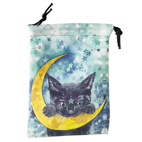 Borsa per tarocchi in velluto Mystic Moon Cat