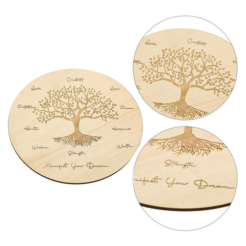 Laser Engraved Tree of Life Round Birch Wood Coaster - Metaphysical Decor