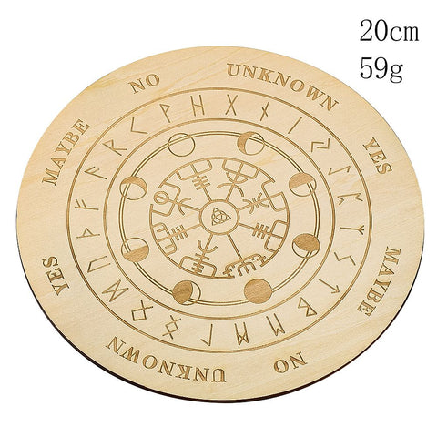 Wooden Carved Yes-No Viking Crystal Grid - Energy Mat and Home Decor