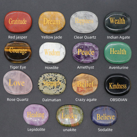 Inspirational Stones - Natural Crystal Agate Engraved Power Stones