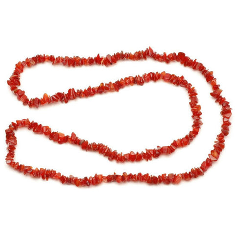 Carnelian Crystal Chip Necklace (32 Inch)