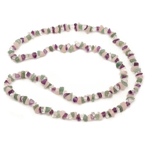 Four Stone Crystal Chip Necklace (32 Inch)