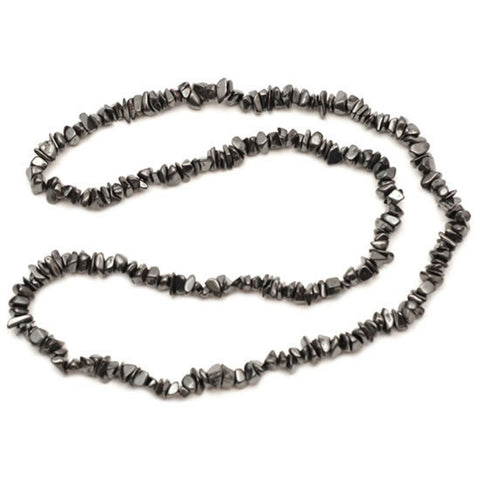 Hematite Crystal Chip Necklace (32 Inch)