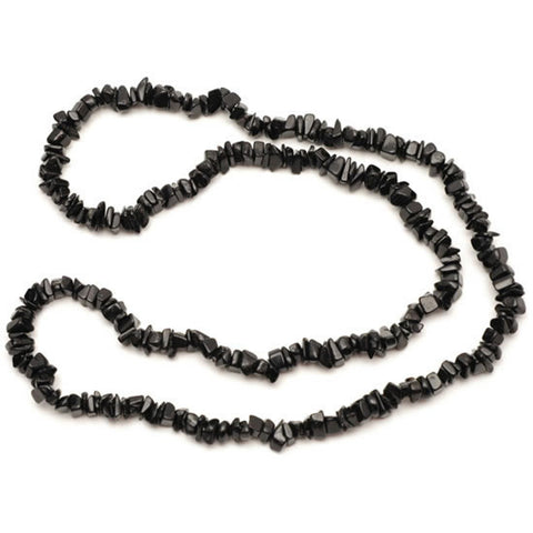 Black Tourmaline Crystal Chip Necklace (32 Inch)