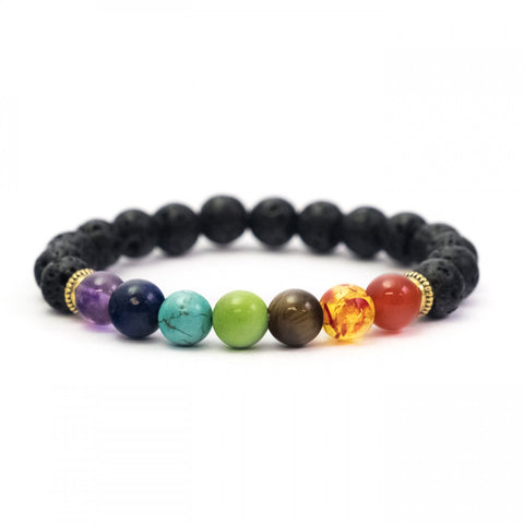 Chakra Crystal Bracelet (With Lava Beads)