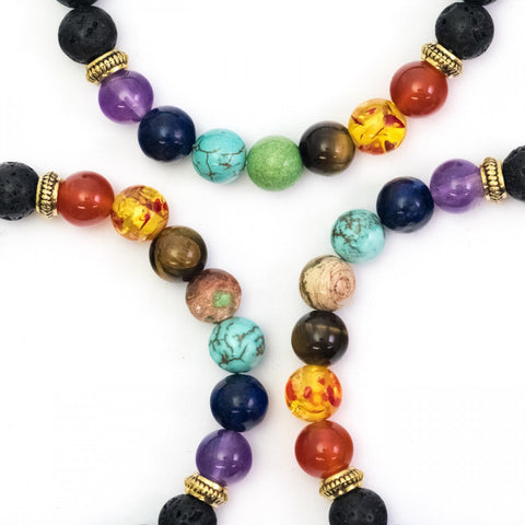 Chakra Crystal Bracelet (With Lava Beads)