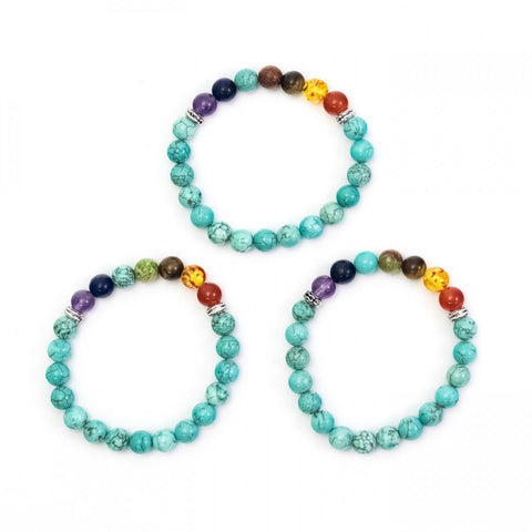 Chakra Crystal Bracelet (With Reconstituted Turquoise)